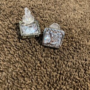 Louis Vuitton Silver Crystal Square Earrings